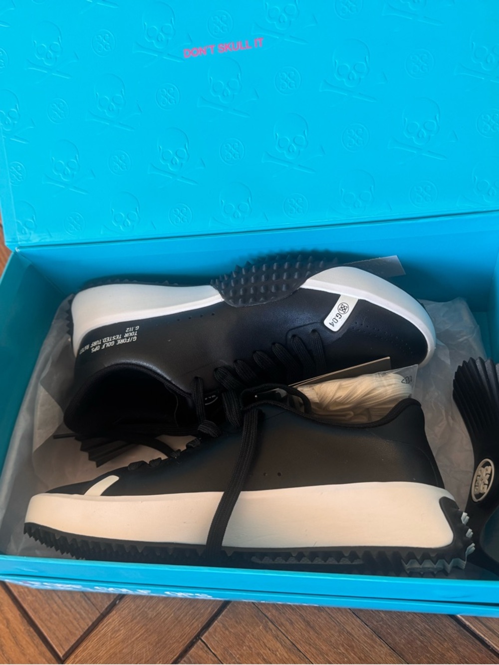 G/FORE Ladies Black and White Low-Profile Kiltie G.112 Golf Sneakers